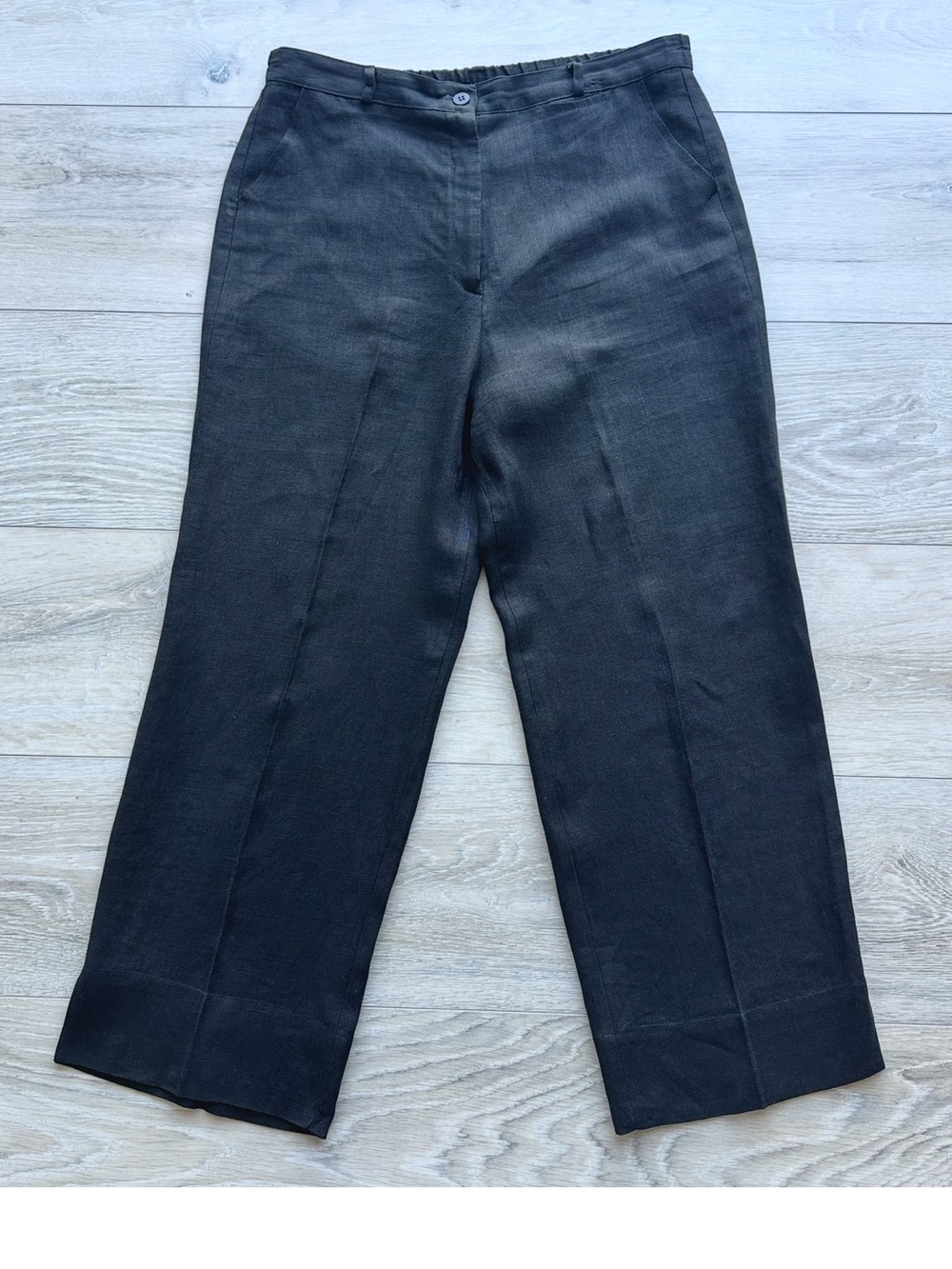 Coldwater Creek Made in Italy 100% Linen Wide Leg Pants Black Women’s 10